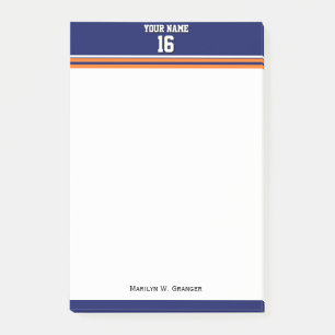 Navy Blue with Orange White Stripes Team Jersey Post-it Notes