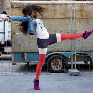 Navy Blue With Red Leggings
