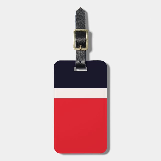 Navy Blue With Red Luggage Tag (Front Vertical)