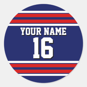Navy Blue with Red White Stripes Team Jersey Classic Round Sticker