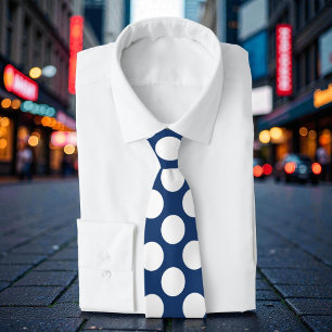 Navy Blue with White Polka Dots Retro Tie