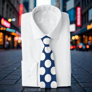 Navy Blue with White Polka Dots Retro Tie