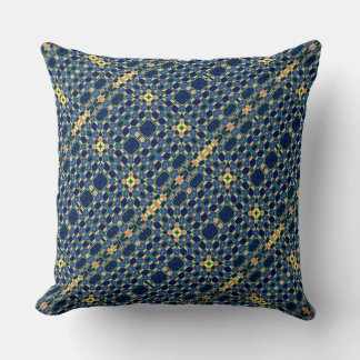 Navy Blue & Yellow Abstract Plaid Print 2  Cushion