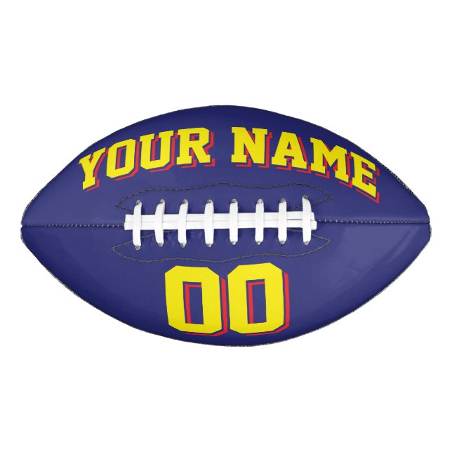 NAVY BLUE YELLOW AND RED Custom Football American Football (Front)
