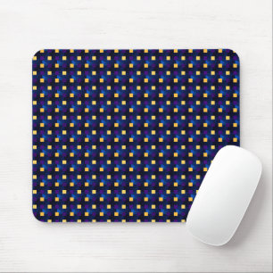     Navy Blue Yellow Cute Modern Pattern Pixel Art Mouse Mat