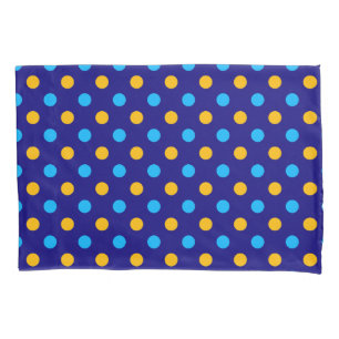 Navy Blue Yellow Cyan Polka Dots Design  Pillowcase