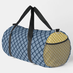 NAVY BLUE & YELLOW DIAMOND PATTERNS DUFFLE BAG