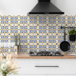 Navy Blue Yellow Mediterranean Pattern White Tile<br><div class="desc">Introducing our gorgeous and unique ceramic tile that is perfect for bringing a touch of the Mediterranean to your home. With its modern decorative ornament pattern in striking navy blue and yellow on a crisp white background, this tile will infuse your space with style and elegance. Whether you're looking to...</div>