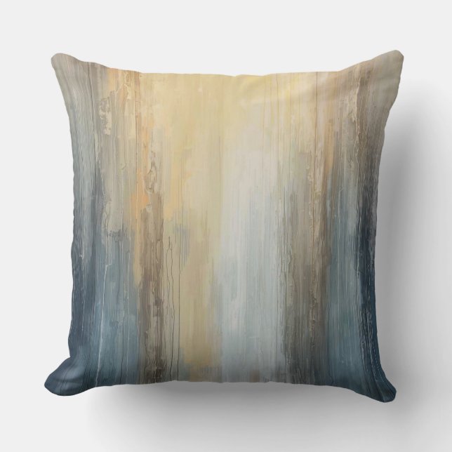 Navy Blue Yellow Modern Abstract Stripe Cushion (Front)
