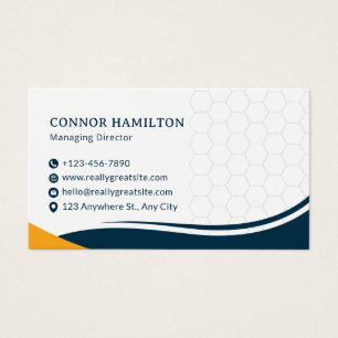Navy Blue & Yellow Modern Corporate Business Card