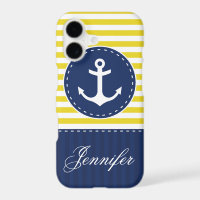 Navy Blue Yellow Pattern Anchor Customisable