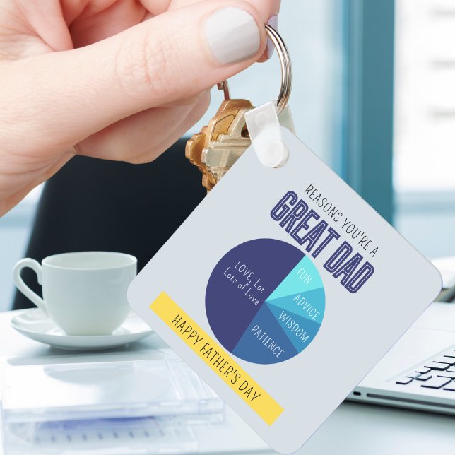 Navy Blue Yellow Playful Pie Chart Father's Day Key Ring (Creator Uploaded)