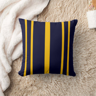 Navy Blue yellow stripes Cushion