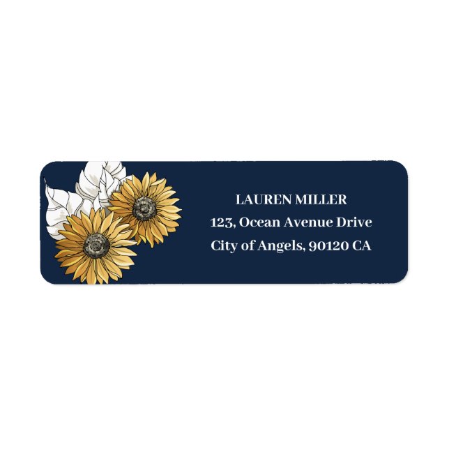 Navy Blue Yellow Sunflower Spring Floral Wedding (Front)