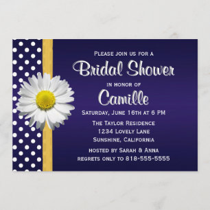 Navy Blue YellowDaisy Bridal Shower Invitation