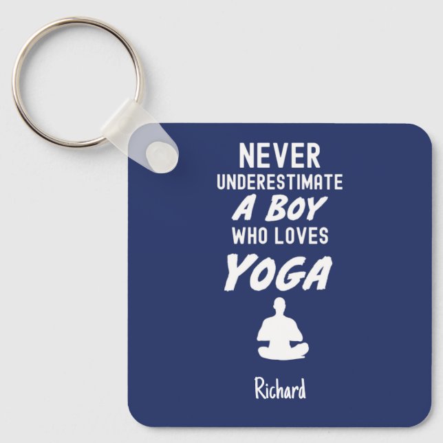 Navy Blue Yoga Gifts For Kids Boys Yogi Lover Key Ring (Front)