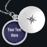 Navy Blue Your Text Here Custom Locket Necklace<br><div class="desc">This product is simple to customise --- just change the text under the “Personalise It” section above.  More customisation options such as font styles,  colours and other editing options are available when you click the “Customise it” button above.</div>