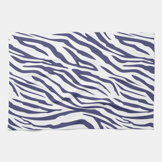Navy Blue Zebra Pattern Tea Towel (Horizontal)