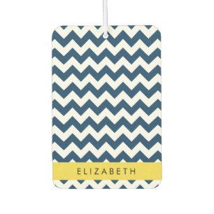 Navy Blue Zigzag, Navy Blue Chevron, Your Name Car Air Freshener