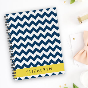 Navy Blue Zigzag, Navy Blue Chevron, Your Name Planner
