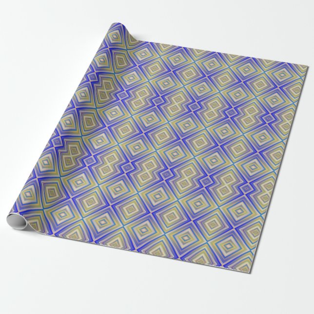 Navy Blues Alternative Diamond Pattern Wrapping Paper (Unrolled)