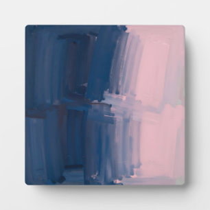 Navy Blush Abstract Brushstrokes Plaque