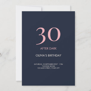 Navy Blush After Dark Milestone Birthday Invitation