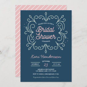 Navy Blush and Mint Bridal Shower Invitation