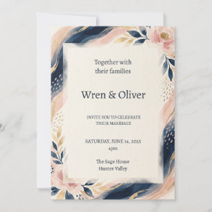 Navy Blush Arch Wedding Invitation
