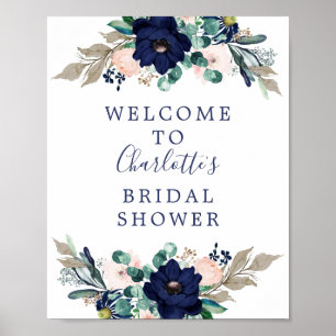Navy & Blush Bridal Shower Welcome Sign