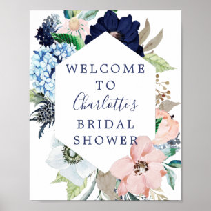 Navy & Blush Bridal Shower Welcome Sign