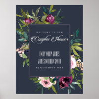NAVY BLUSH BURGUNDY FLORAL COUPLES SHOWER WELCOME