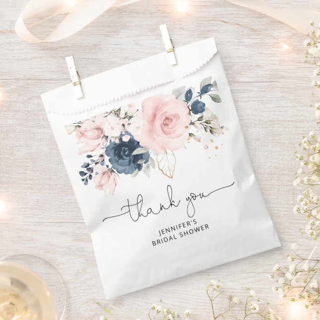 Navy Blush floral bridal shower thank you Favour Bags (Clipped)