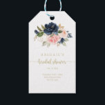 Navy Blush Floral Gold Bridal Shower   Gift Tags<br><div class="desc">These navy blush floral gold bridal shower gift tags are perfect for a rustic wedding shower. The design features beautiful hand-painted dark blue,  blue,  navy,  pink,  blush,  gold flowers and green foliage.</div>