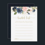 Navy Blush Floral Gold Bucket List Cards<br><div class="desc">These navy blush floral gold bucket list cards are the perfect activity for a rustic wedding reception or bridal shower. The design features beautiful hand-painted dark blue,  blue,  navy,  pink,  blush,  gold flowers and green foliage.

Change the wording to suit any life event. Bucket list sign is sold separately.</div>