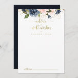 Navy Blush Floral Gold Wedding Well Wishes  Advice Card<br><div class="desc">This navy blush floral gold wedding well wishes advice card is perfect for a rustic wedding. The design features beautiful hand-painted dark blue, blue, navy, pink, blush, gold flowers and green foliage. These cards are perfect for a wedding, bridal shower, baby shower, graduation party & more. Personalise the cards with...</div>