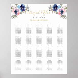 Navy & Blush Floral Reception Seating Chart