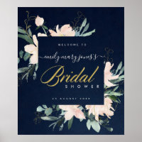 NAVY BLUSH FLORAL WATERCOLOR BRIDAL SHOWER WELCOME