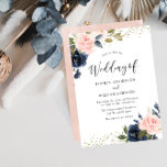 Navy & Blush Flowers Glitter Wedding Invitation<br><div class="desc">Navy & Blush Flowers Glitter Wedding Invitation

We also have plenty of other Invitation and collections.</div>