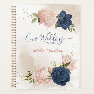 Navy & blush flowers greenery wedding planner