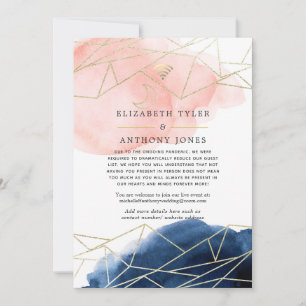 Navy & Blush Geometric Virtual Wedding Guest List Announcement