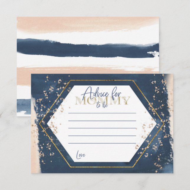 Navy Blush Gold Advice for Mummy to be cards (Front/Back)