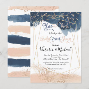 Navy Blush Gold Baby Reveal Shower invitation