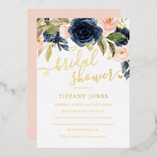 Navy Blush Gold Butterfly Floral Bridal Shower