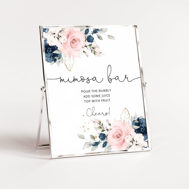 Navy blush Mimosa bar  Poster (Creator Uploaded)