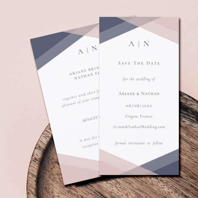 Navy Blush Modern Save The Date Wedding (Creator Uploaded)
