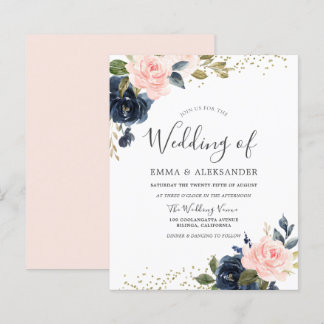 Navy & Blush On a Budget Wedding Invitation