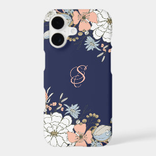 Navy Blush Pink Blue Floral Personalised