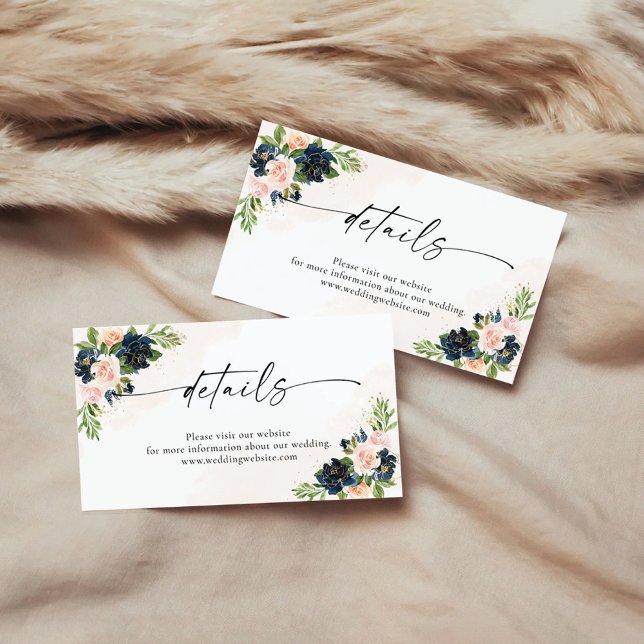 Navy & Blush Pink Floral Details Enclosure Card (Creator Uploaded)