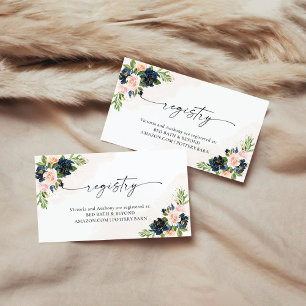 Navy & Blush Pink Floral Registry Enclosure Card